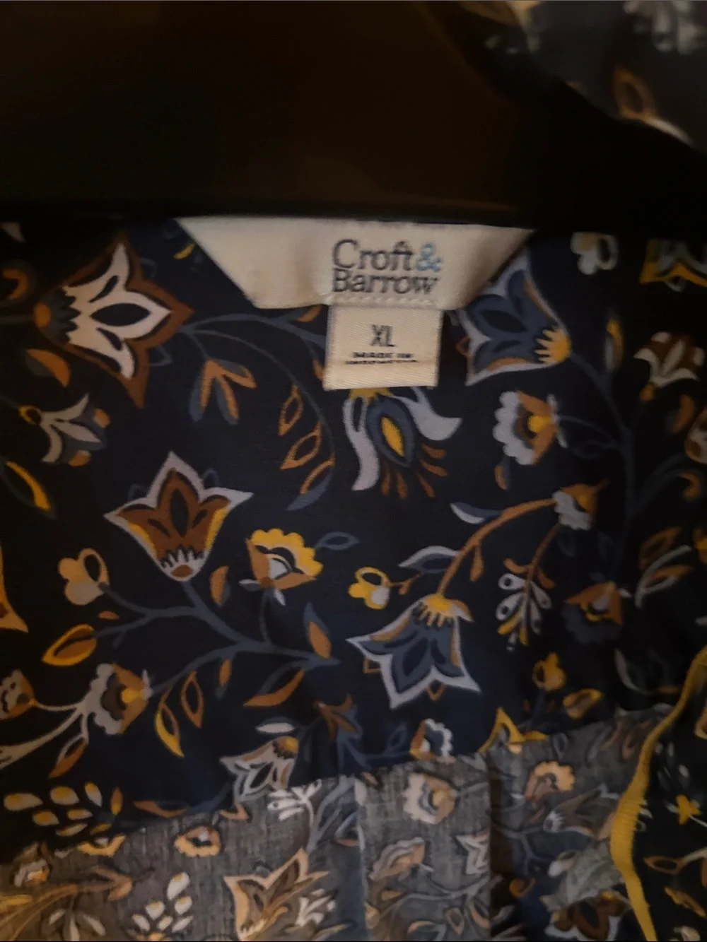 croft & barrow Navy Floral-Print Sport Coat with Gold Accents